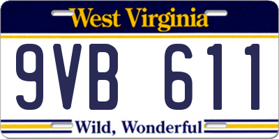 WV license plate 9VB611