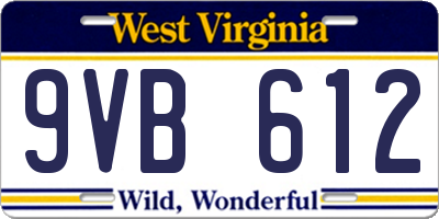 WV license plate 9VB612