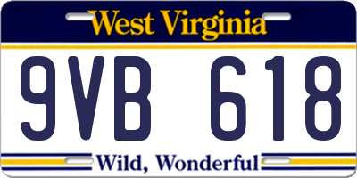 WV license plate 9VB618