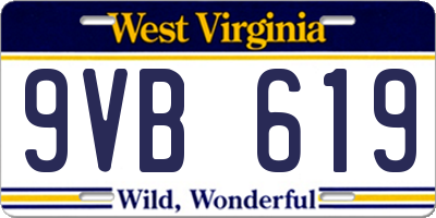 WV license plate 9VB619