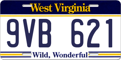 WV license plate 9VB621