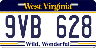 WV license plate 9VB628