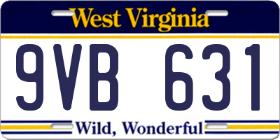 WV license plate 9VB631