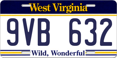 WV license plate 9VB632
