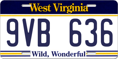 WV license plate 9VB636