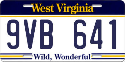 WV license plate 9VB641