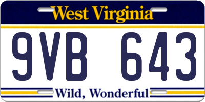 WV license plate 9VB643