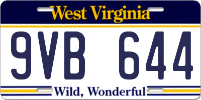 WV license plate 9VB644