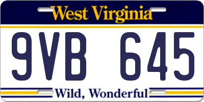 WV license plate 9VB645