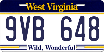 WV license plate 9VB648