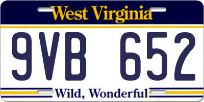 WV license plate 9VB652