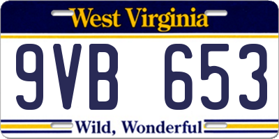 WV license plate 9VB653