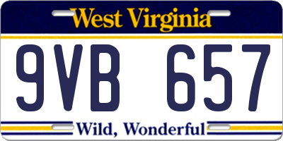 WV license plate 9VB657