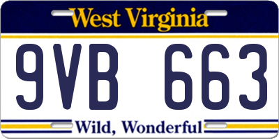 WV license plate 9VB663