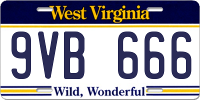 WV license plate 9VB666