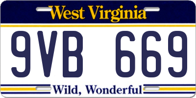 WV license plate 9VB669