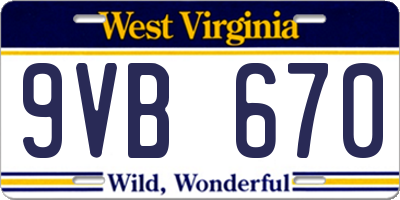 WV license plate 9VB670