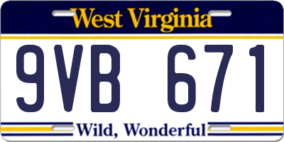 WV license plate 9VB671