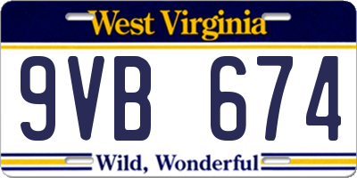 WV license plate 9VB674