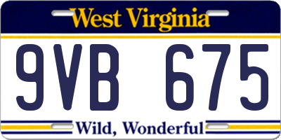 WV license plate 9VB675