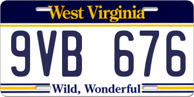 WV license plate 9VB676