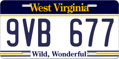 WV license plate 9VB677