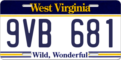WV license plate 9VB681