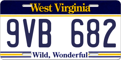 WV license plate 9VB682
