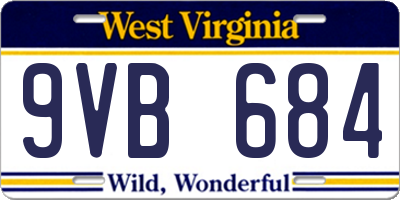 WV license plate 9VB684