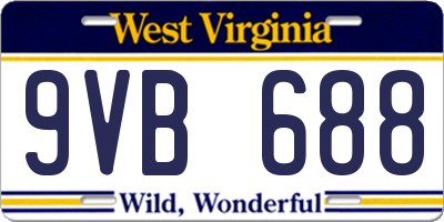 WV license plate 9VB688