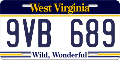 WV license plate 9VB689