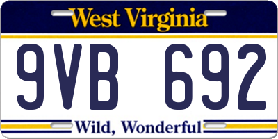 WV license plate 9VB692