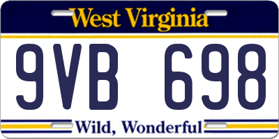 WV license plate 9VB698