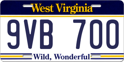 WV license plate 9VB700
