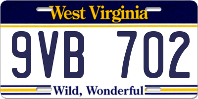 WV license plate 9VB702