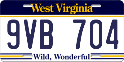 WV license plate 9VB704