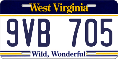 WV license plate 9VB705