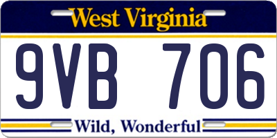 WV license plate 9VB706