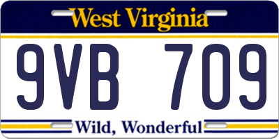 WV license plate 9VB709