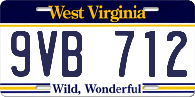 WV license plate 9VB712