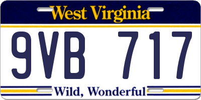 WV license plate 9VB717