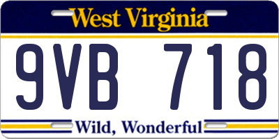 WV license plate 9VB718