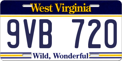 WV license plate 9VB720