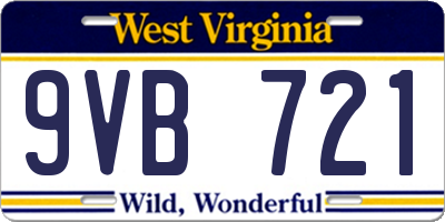 WV license plate 9VB721