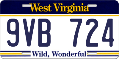 WV license plate 9VB724