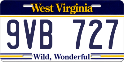 WV license plate 9VB727