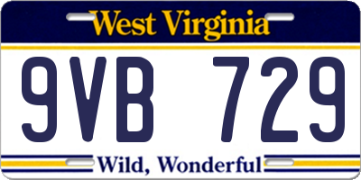 WV license plate 9VB729