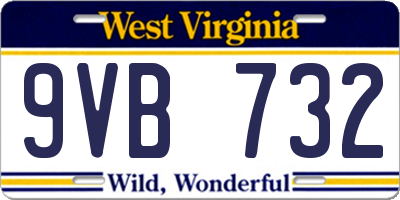 WV license plate 9VB732