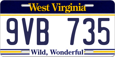 WV license plate 9VB735