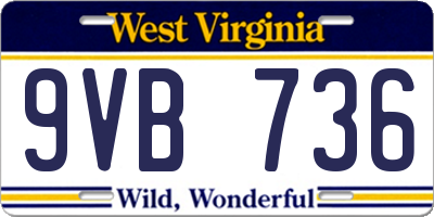 WV license plate 9VB736